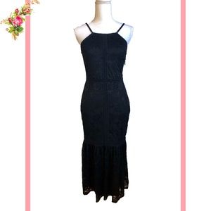💜NWT Bebe Sleeveless Black Lace Statement Dress S